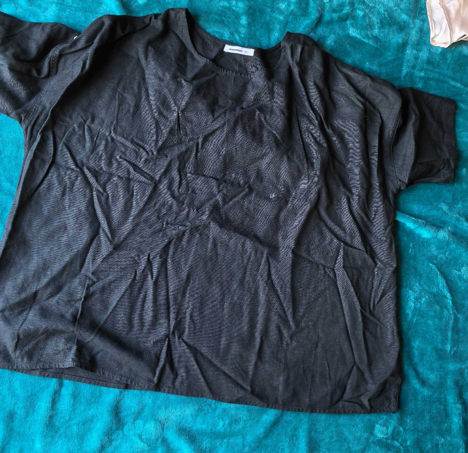 Black oversized boxy short-sleeve top