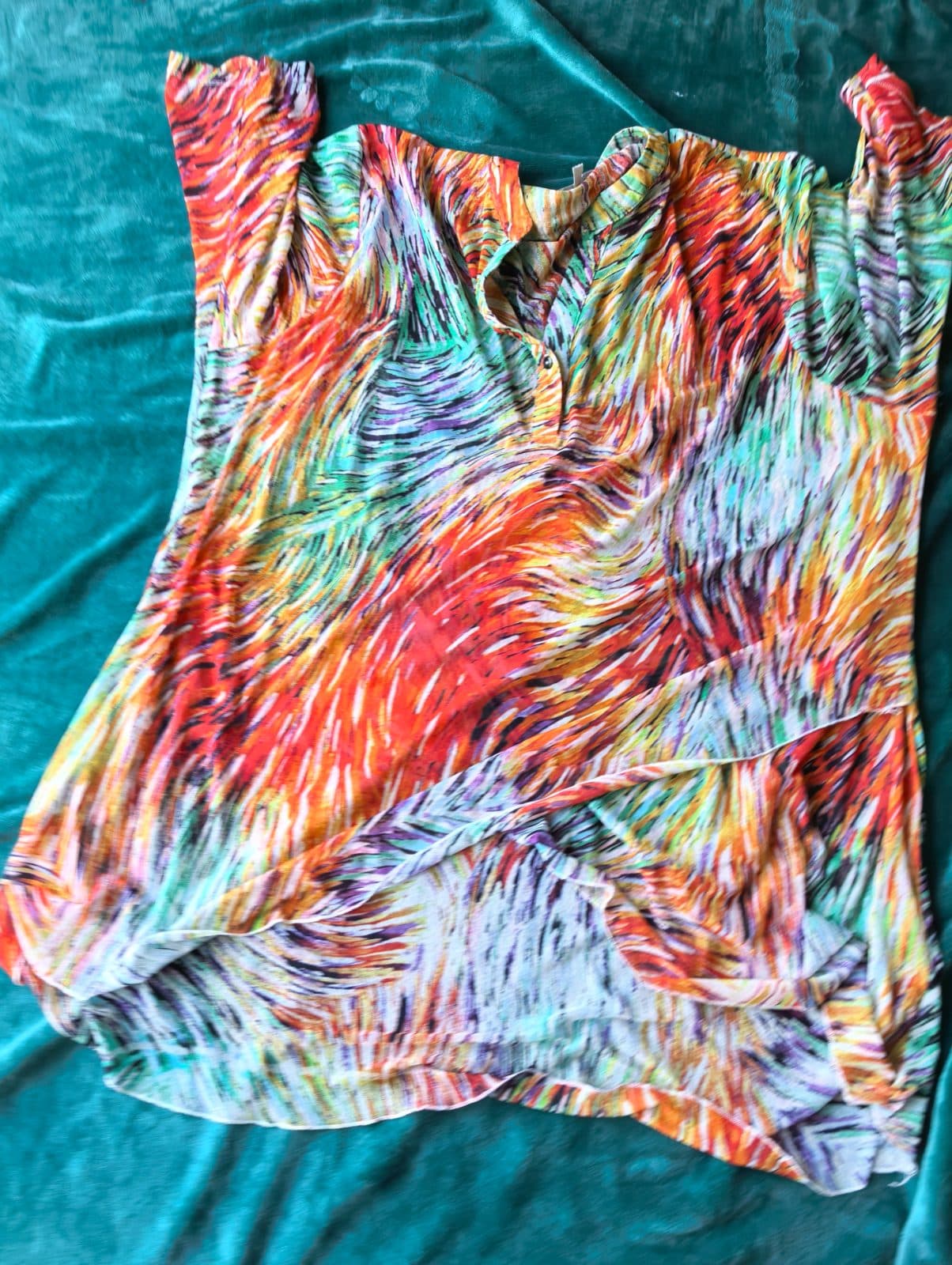 Multicolour abstract print short-sleeve tunic top